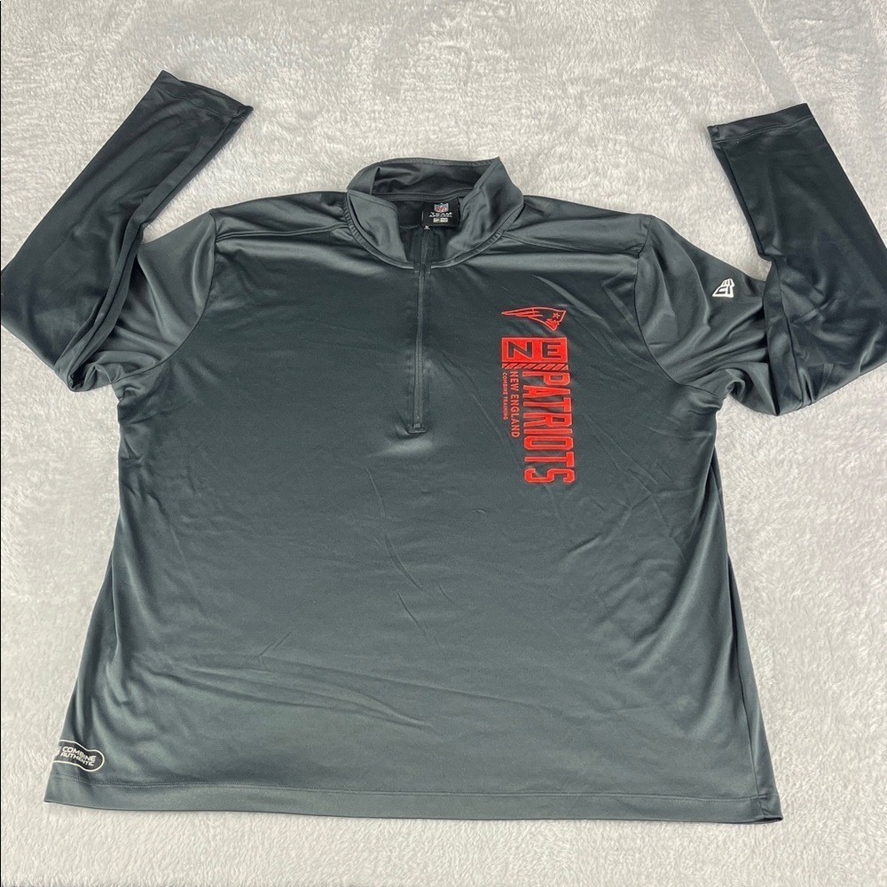 New Era NFL Patriots Quarter Zip Men XL Gray Good Combine Training Pullover